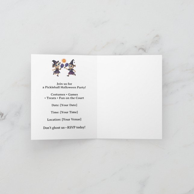 Convite Festa de Halloween de Pickleball (Interior)
