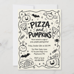 Convite Festa de Halloween de Pizza e Abóboras