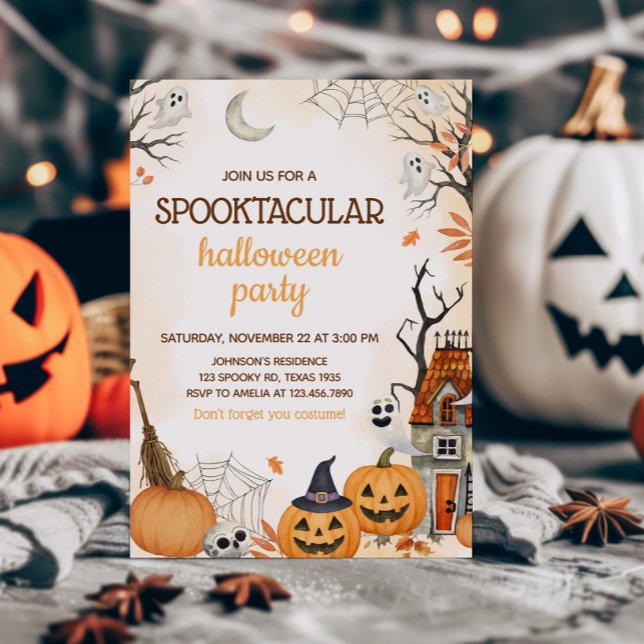 Convite Festa de Halloween de Pumpkin Spooktacular (Spooktacular Halloween Party Invitation)