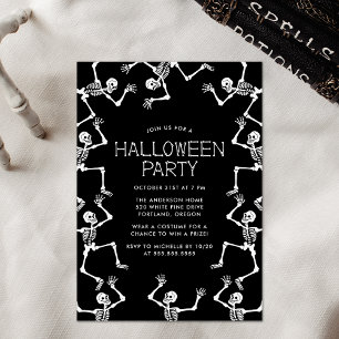 Convite Festa de Halloween de Skeletons Dançantes Spooky