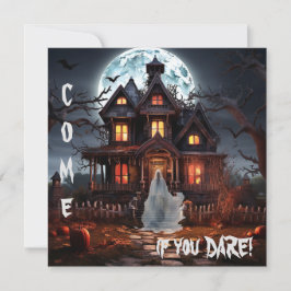 Convite Festa de Halloween de Spooky Ghost Hunted House