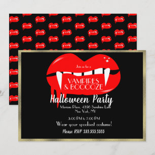 Convite Festa de Halloween de Vampiro Adulto Vermelho Pret