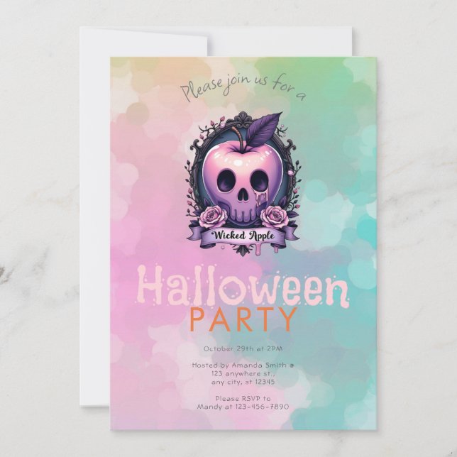 Convite Festa de Halloween de Veneno de Maçã Má (Frente)