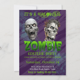 Convite Festa de Halloween de Zumbi Esqueleto Apocalipse S
