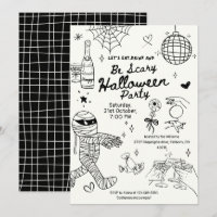 Festa de Halloween Desenho à Mão Assustador