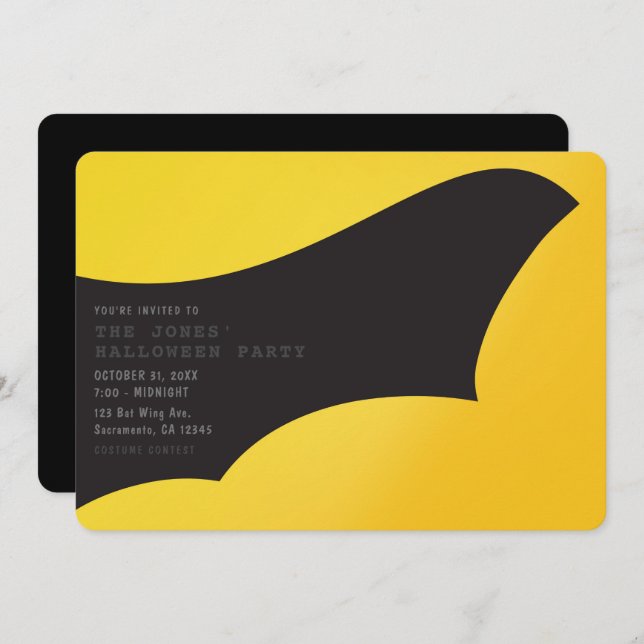 Convite Festa de Halloween do Black Bat Wing (Frente/Verso)