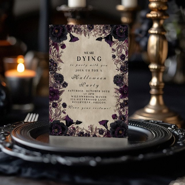 Convite Festa de Halloween do Bloom Roxo Gótico (Criador carregado)