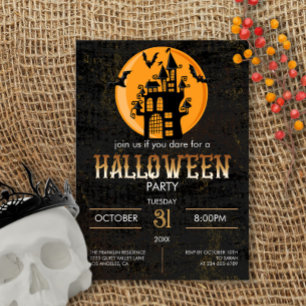 Convite Festa de Halloween do Castelo de Scary Voando Bats