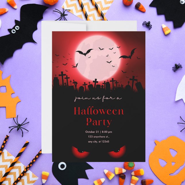 Convite Festa de Halloween do Cemitério da Lua Vermelha as (Criador carregado)