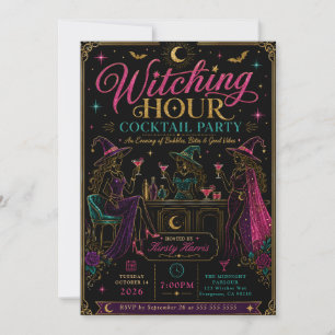 Convite Festa de Halloween do Coquetel Witching Hour