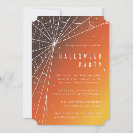 Convite Festa de Halloween do Elegante Orange Diamond Spid