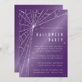 Convite Festa de Halloween do Elegante Roxo Diamond Spider