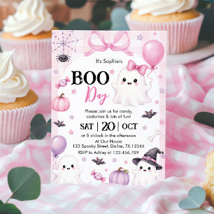 Convite Festa de Halloween do Fantasma Rosa Boo-Day