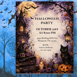 Convite Festa de Halloween do Gato Assustador