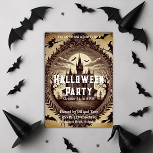 Convite Festa de Halloween do Halloween vitoriano gótico