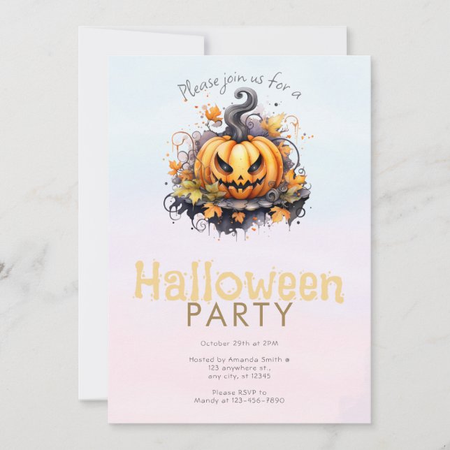 Convite Festa de Halloween do Jack-O' Lantern Assustador (Frente)