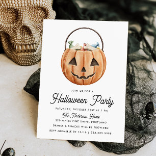 Convite Festa de Halloween do Jack-O-Lantern em Aquarela F