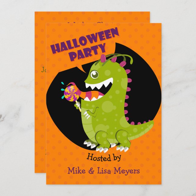Convite Festa de Halloween do Monstro (Frente/Verso)