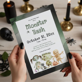 Convite Festa de Halloween do Monstro Bonito e Spooky