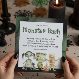 Convite Festa de Halloween do Monstro Bonito e Spooky