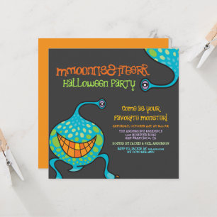 Convite Festa de Halloween do Monstro de Desenho Animado V