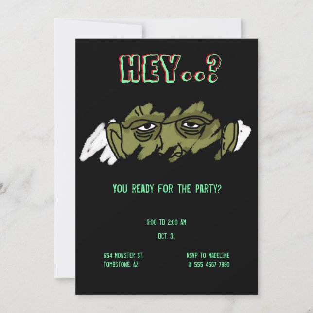 Convite Festa de Halloween Do Monstro De Frankenstein (Frente)
