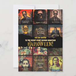 Convite Festa de Halloween do Monstro do Filme Retro