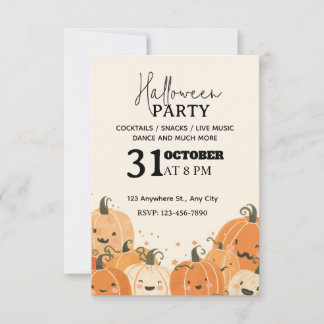 Convite Festa de Halloween do Pastel Pumpkin Soft