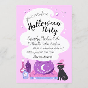 Convite Festa de Halloween do Pastel Witch