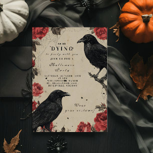 Convite Festa de Halloween do Rosa de Raven Gótica