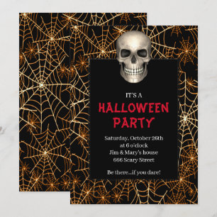 Convite Festa de Halloween do Skull Orange Spider