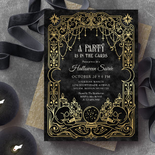 Convite Festa de Halloween do Tarot Preto