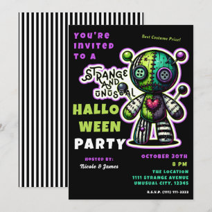 Convite Festa de Halloween do Urso Voodoo Estranho e Incom