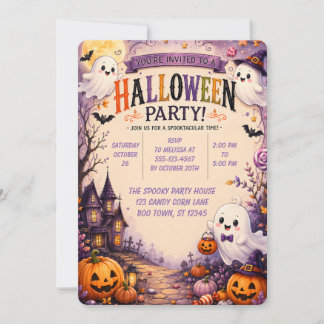 Convite 👻🎃 Festa de Halloween dos Fantasmas Assustadores