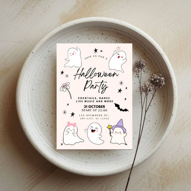 Convite Festa de Halloween dos Fantasmas Bonitos (Criador carregado)