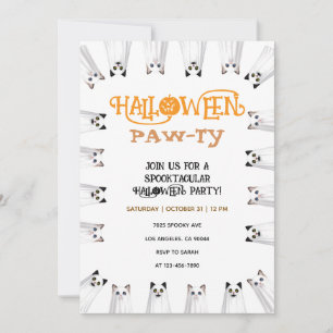 Convite Festa de Halloween dos Gatos Fantasmas Lindos