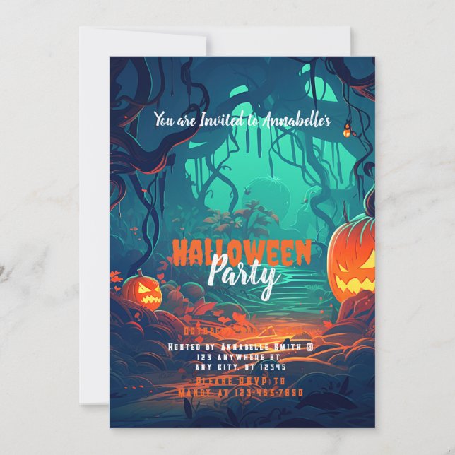 Convite Festa de Halloween dos Jack-O' Lanterns da Florest (Frente)