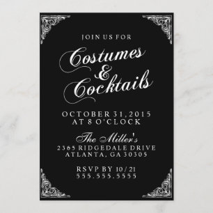 Convite Festa de Halloween e Cocktails Elegantes