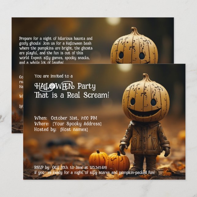 Convite Festa de Halloween É um Gritar! (Frente/Verso)