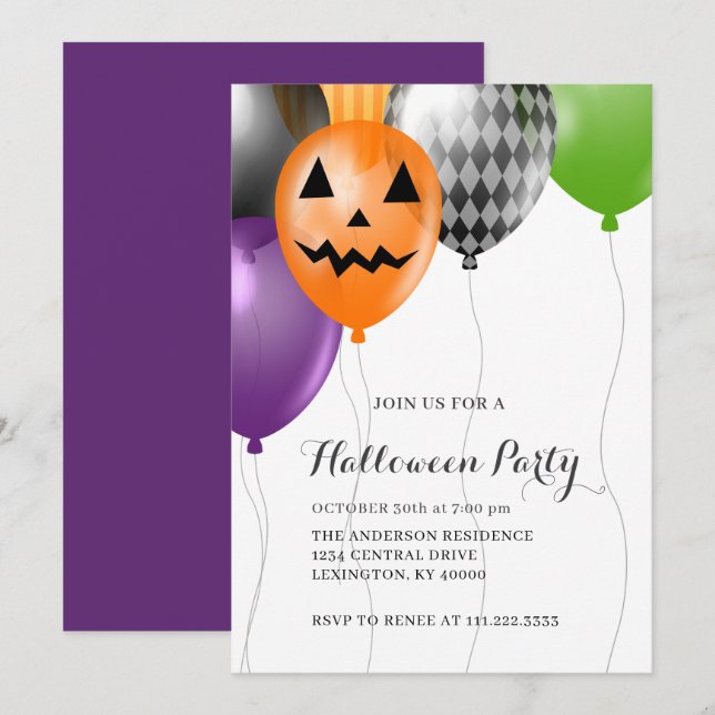 Convite Festa de Halloween Elegante  (Frente/Verso)