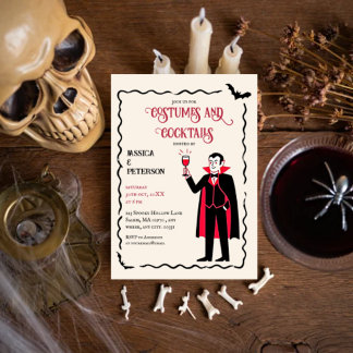 Convite Festa de Halloween Elegante e Retro Costumes
