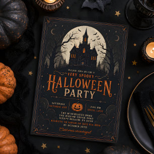Convite Festa de Halloween em Casa Assombrada em Estilo Gó