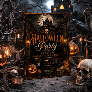 Convite Festa de Halloween em Casa Assombrada Gótica Espet