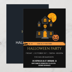 Convite Festa de Halloween em Casa Assombrada Personalizad