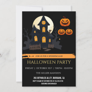 Convite Festa de Halloween em Casa Assombrada Personalizad