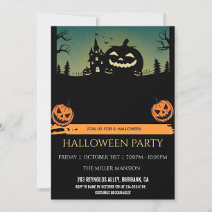 Convite Festa de Halloween em Casa Assombrada Personalizad