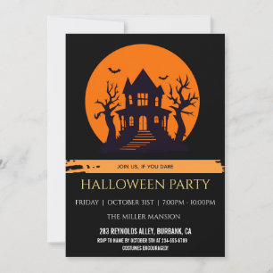 Convite Festa de Halloween em Casa Assombrada Personalizad