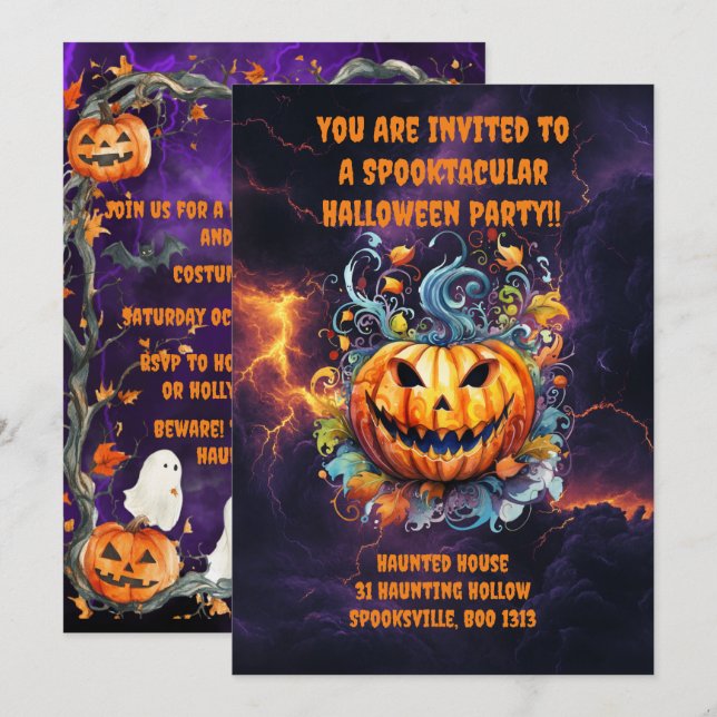Convite Festa de Halloween Espetacular (Frente/Verso)