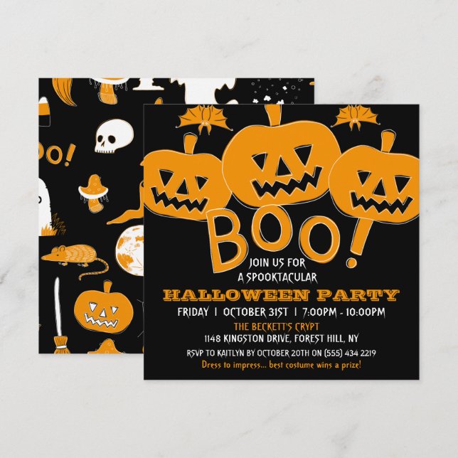 Convite Festa de Halloween Espetacular (Frente/Verso)