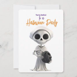 CONVITE FESTA DE HALLOWEEN ESQUELETO CHIC